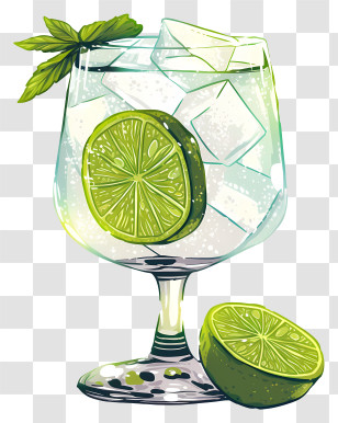 Gin Tonic Cocktail - Refreshing Lime Drink Illustration Transparent PNG