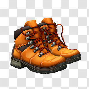 Boots - Durable Orange Hiking Boots Transparent PNG