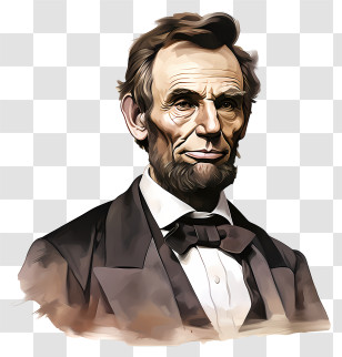 Watercolor Abraham Lincoln - Illustration Of Man In Black Suit And Bow Tie Transparent PNG