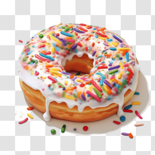 Donut
 - Sprinkled Doughnut With White Glaze Transparent PNG