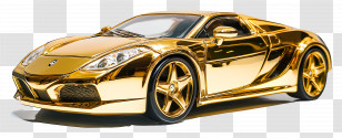 Golden Car - Golden Luxury Sports Car In Shiny Finish Transparent PNG