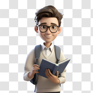 Student - Cartoon Student Holding Book For Learning Concept Transparent PNG
