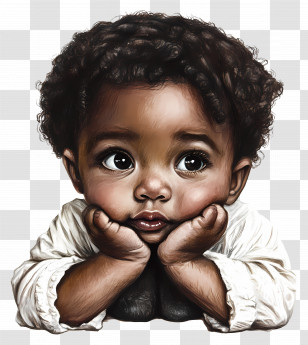Black Baby - Baby With Hands On Cheeks Transparent PNG