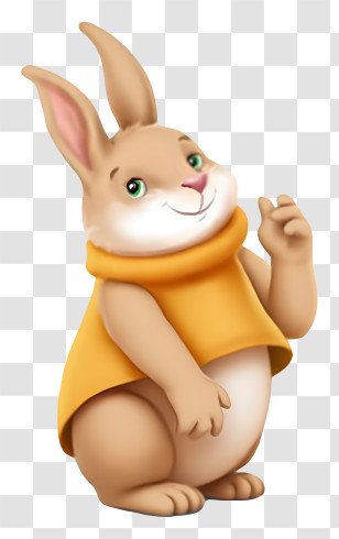 Cartoon Bunny - Cartoon Rabbit In Yellow Outfit Transparent PNG