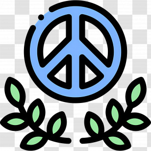 Peace Sign - Blue Peace Symbol With Green Leaves Transparent PNG