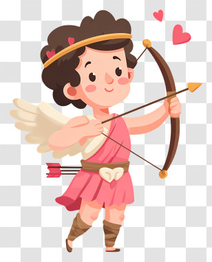 Cupid Shooting Arrow - Cute Cupid With Bow And Arrow Transparent PNG