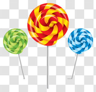Lollipops - Colorful Lollipops With Spiral Patterns Transparent PNG