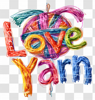 I Love Yarn Day - Colorful Yarn Ball With Love Text Transparent PNG