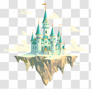 Disney Castle - Mystical Floating Castle In The Sky Transparent PNG