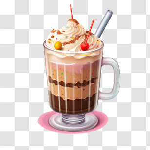 Milkshake - Chocolate Milkshake With Cream And Cherry Topping Transparent PNG