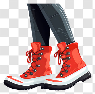 Winter Boots - Durable Red Hiking Boots For Outdoor Adventures Transparent PNG