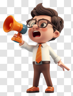 Speech - Animated Businessman Holding Megaphone Transparent PNG