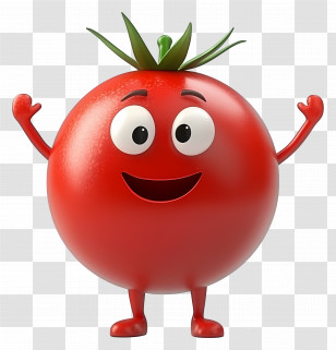 Cartoon Tomato - Smiling Tomato Cartoon Character Transparent PNG