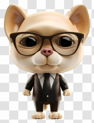 Cute Dog - Dog In A Suit With Glasses Transparent PNG