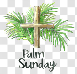 Palm Sunday - Palm Sunday Cross And Palm Leaves Illustration Transparent PNG