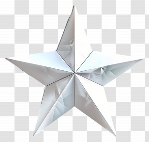 White Star - Silver Star Ornament With A Reflective Surface Transparent PNG