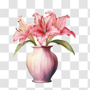 Lily Flower
 - Pink Lilies In A Decorative Vase Transparent PNG