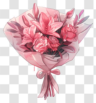 Pink Bouquet - Pink Flower Bouquet Illustration Transparent PNG