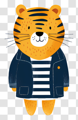 Cartoon Tiger - Cute Tiger Character In Striped Outfit Transparent PNG