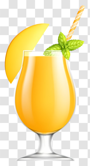 Orange Drink - Exotic Yellow Fruit Juice With Mint Transparent PNG