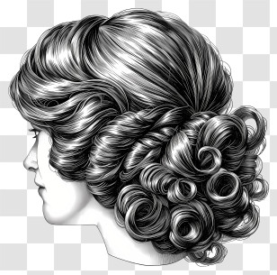 Wig - Black And White Vintage Hairstyle Art Transparent PNG