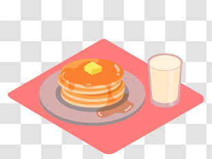 Icon - Pancakes With Butter And Milk On A Plate Transparent PNG