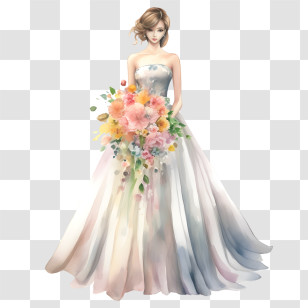 Wedding Dress
 - Beautiful Bride With Wedding Bouquet Transparent PNG