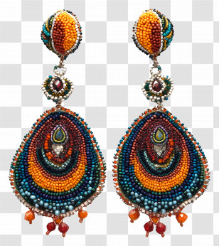 Beadwork - Colorful Beaded Earrings Transparent PNG