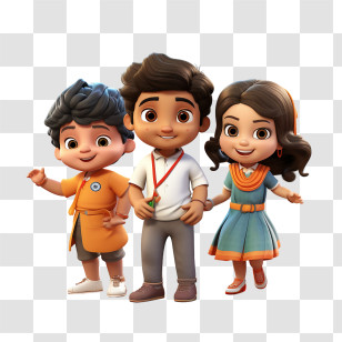India Independence Day - Cute Cartoon Kids Transparent PNG