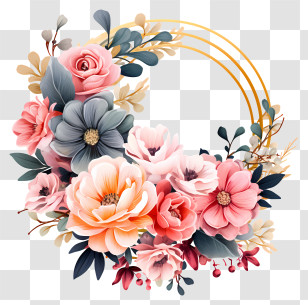 Pastel Wedding Flower Frame - Floral Wreath With Roses And Elegant Design Transparent PNG