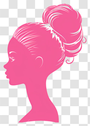 Pink Barbie Head Silhouette - Elegant Pink Side Profile Of A Woman Illustration Transparent PNG