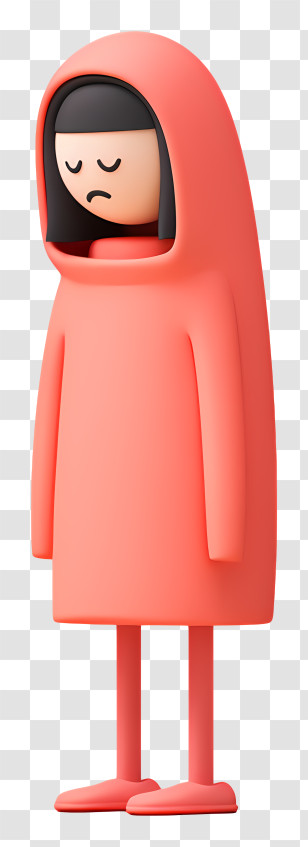 Sad Lady Missing Someone - Sad Figure In Red Hood Transparent PNG