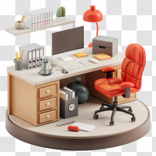 Bureau - Office Desk And Chair Setup Transparent PNG