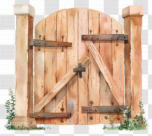 Wood Gate - Rustic Wooden Gate Transparent PNG