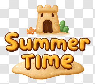 Summer Logo Word - Summer Time Sandcastle Doodle Transparent PNG