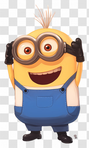 Minion - Cartoon Character With Goggles And Blue Overalls Transparent PNG