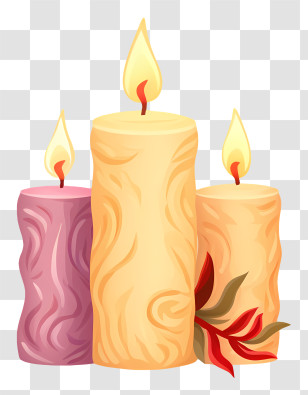 Candles - Trio Of Textured Decorative Candles Transparent PNG