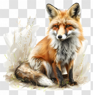 Red Fox - Red Fox Sitting In A Natural Scene Transparent PNG