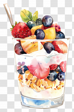 Yogurt Parfait - Fresh Fruit Yogurt Parfait In Glass Transparent PNG