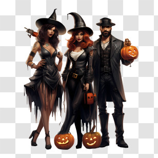 Halloween Party - Halloween Costumes With Pumpkins Transparent PNG