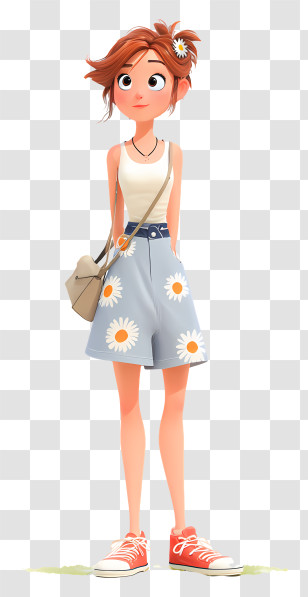 Summer Girl Anime - Cartoon Girl In Summer Outfit Transparent PNG