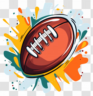 Super Bowl - Colorful Football With Splash Background Transparent PNG