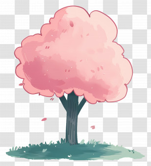 Doodle Tree - Pink Cherry Blossom Tree Illustration Transparent PNG
