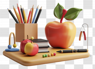 Teacher Appreciation Day - Colorful School Supplies On Desk Transparent PNG