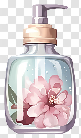 Clear Glass Bottle - Elegant Soap Dispenser With Floral Design Transparent PNG