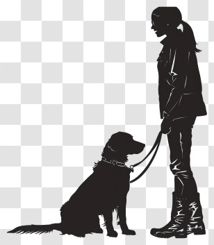 Dog Silhouette - Silhouette Of Woman Walking Dog Transparent PNG