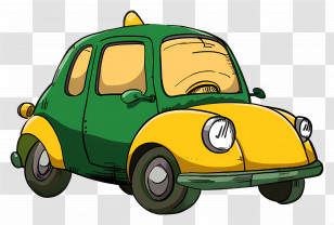 Car - Cartoon Green And Yellow Car Illustration Transparent PNG