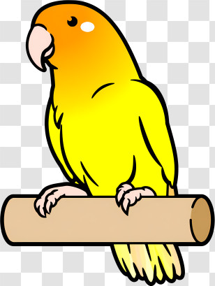 Icon - Yellow Parrot Perched On Branch Illustration Transparent PNG
