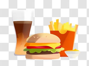 Cartoon Food - Classic Fast Food Combo Illustration Transparent PNG