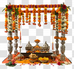 Hindu Wedding - Traditional Flower Garland Decoration Transparent PNG